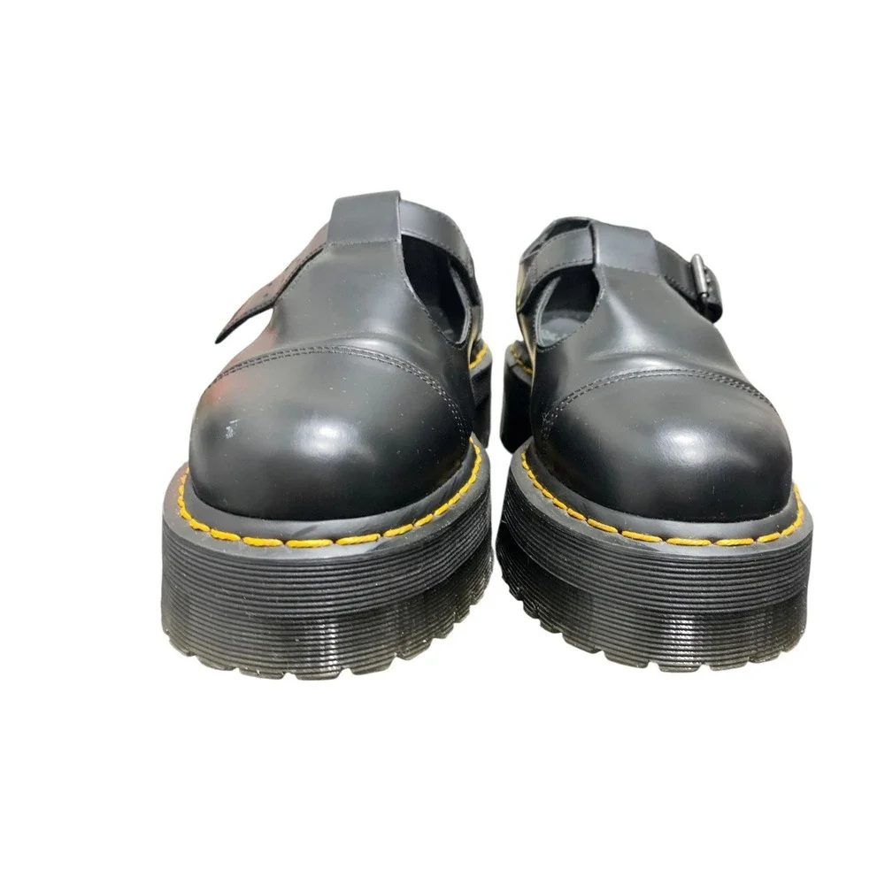 Dr. Martens Bethan Black Leather Quad Platform Mary Jane Shoes US 9 UK 7 EU 41